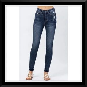 Judy Blue Skinny Jean High Waist Tummy Control Released Hem 5/27